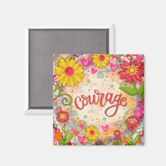 ピンクかわいらしの勇気フローラモダン鼓動 マグネット (正面/裏面)