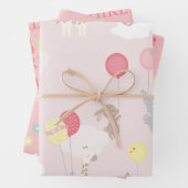 ピンクかわいらしの動物の赤ちゃんシャワーミックスとマッチ ラッピングペーパーシート (インサイチュ)