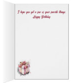 ピンクかわいらしの包まれたプレゼント誕生日カード (内側 (右))