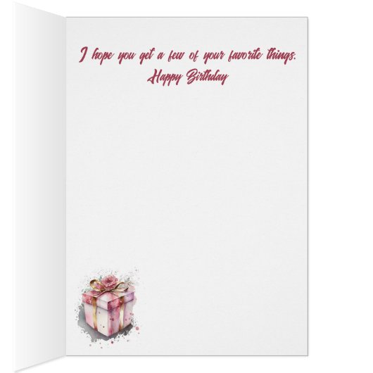 ピンクかわいらしの包まれたプレゼント誕生日カード (内側 (右))