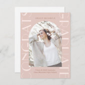 ピンクかわいらしの卒業式パーティフォト招待状 案内ポストカード (正面/裏面)