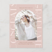 ピンクかわいらしの卒業式パーティフォト招待状 案内ポストカード (正面)