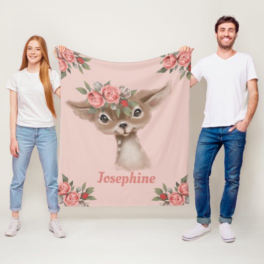 ピンクかわいらしの可愛いフローラ フリースブランケット (インサイチュ)