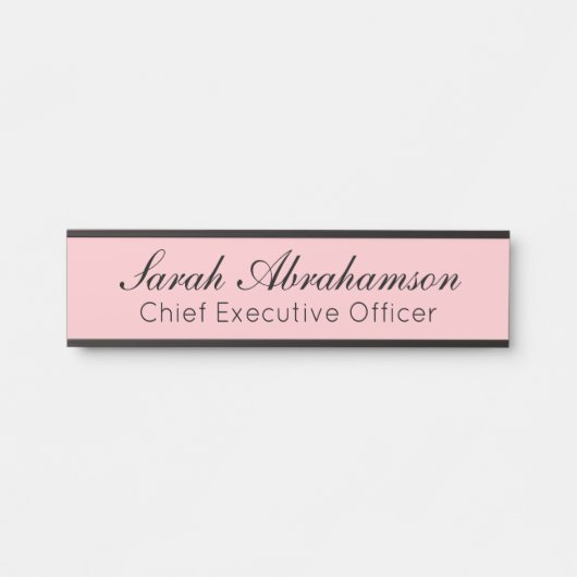 ピンクかわいらしの名前プレート- Office Door Sign サインプレート (正面)