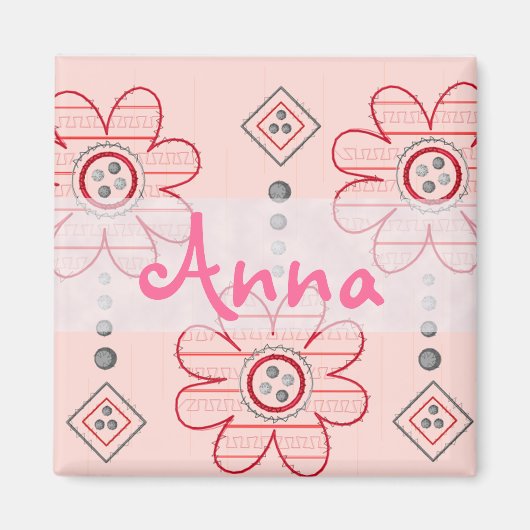 ピンクかわいらしの壁の花デザイン マグネット (正面)