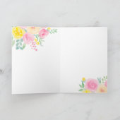 ピンクかわいらしの夏のフローラハッピーバースデー写真 カード (内部)