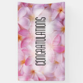 ピンクかわいらしの夏の花おめでとう 横断幕 (縦)