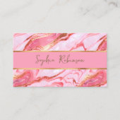 ピンクかわいらしの大理石およびフェイク金ゴールド名刺 割引カード (正面)