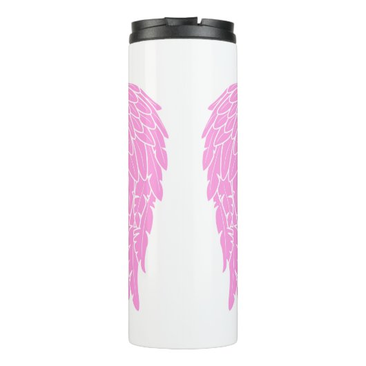 ピンクかわいらしの天使の翼パーソナライズされた タンブラー (裏面)
