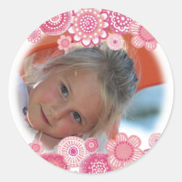 ピンクかわいらしの女の子の色彩の鮮やか写真カップケーキトッパー ラウンドシール