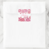 ピンクかわいらしの女の色彩の鮮やか子の名前の正方形のステッカー スクエアシール (バッグ)