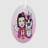 ピンクかわいらしの妖精&レインボーユニコーン&バタフライ オーナメント (正面)