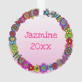 ピンクかわいらしの妖精&レインボーユニコーン&バタフライ オーナメント (裏面)