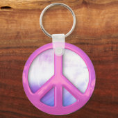 ピンクかわいらしの平和サイン キーホルダー (正面)