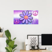 ピンクかわいらしの平和サイン ポスター (ホームオフィス)