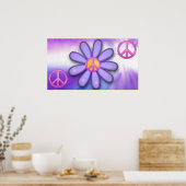 ピンクかわいらしの平和サイン ポスター (キッチン)