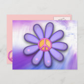 ピンクかわいらしの平和サイン ポストカード (正面/裏面)