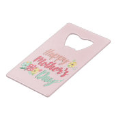 ピンクかわいらしの幸せな母の日 クレジットカード栓抜き (正面アングル)