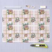 ピンクかわいらしの幾何学的およびクリスマスベル 薄葉紙 (クラフト)