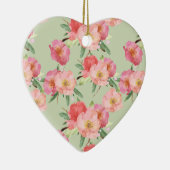 ピンクかわいらしの庭の花の水色 セラミックオーナメント (右)