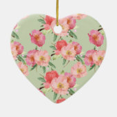 ピンクかわいらしの庭の花の水色 セラミックオーナメント (裏面)