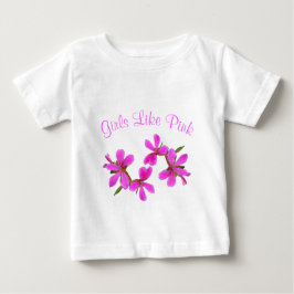 ピンクかわいらしの庭の花ピンクのような女の子 ベビーTシャツ