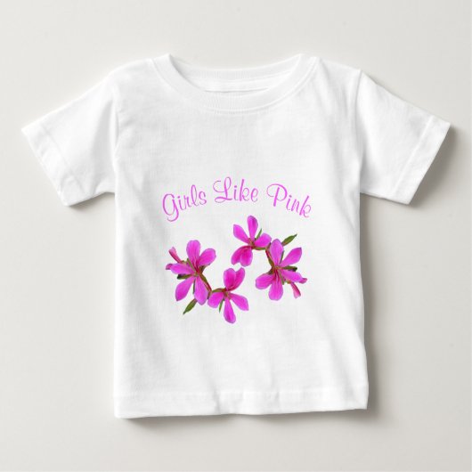 ピンクかわいらしの庭の花ピンクのような女の子 ベビーTシャツ (正面)