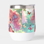 ピンクかわいらしの弁髪をしたアニメの少女 (左面)