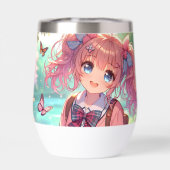 ピンクかわいらしの弁髪をしたアニメの少女 (背面)