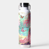 ピンクかわいらしの弁髪をしたアニメの少女 ウォーターボトル (正面)