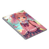 ピンクかわいらしの弁髪をしたアニメの少女 ノートブック (右側)