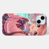 ピンクかわいらしの弁髪をしたアニメの少女 Case-Mate iPhoneケース (裏面 (横))