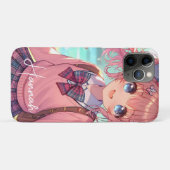 ピンクかわいらしの弁髪をしたアニメの少女 Case-Mate iPhoneケース (裏面(横))