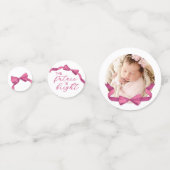 ピンクかわいらしの弓の写真未来の明るい卒業 コンフェッティ (正面)