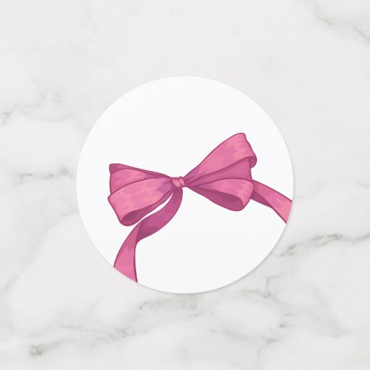 ピンクかわいらしの弓の写真未来の明るい卒業 コンフェッティ (スモール正面)