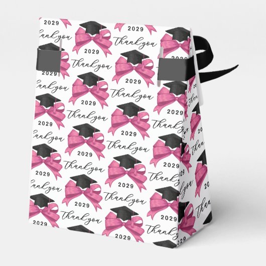 ピンクかわいらしの弓の年の卒業式 フェイバーボックス (裏面サイド)