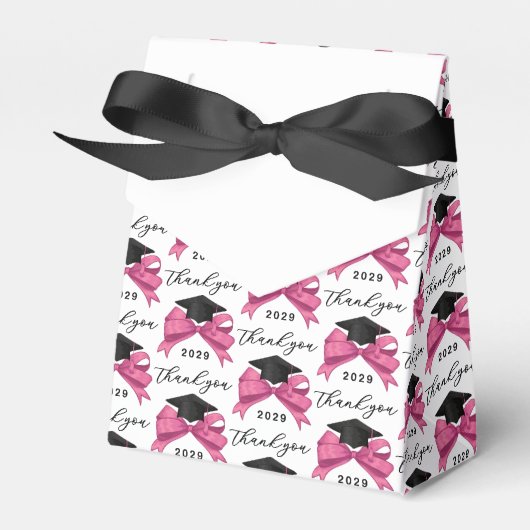 ピンクかわいらしの弓の年の卒業式 フェイバーボックス (正面サイド)
