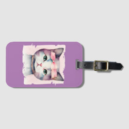 ピンクかわいらしの弓を持つ子猫 ラゲッジタグ