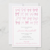 ピンクかわいらしの弓ガールベビーシャワーパーティー 招待状 (正面)