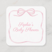 ピンクかわいらしの弓シャワーQRコードRSVP エンクロージャーカード (裏面)