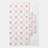 ピンクかわいらしの弓最高のの母さん キッチンタオル (縦)