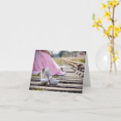 ピンクかわいらしの愛らしいウェディングシャワーギフトカードで カード (黄色い花)