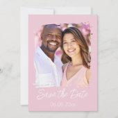 ピンクかわいらしの愛ハート写真カードの日付を保存 セーブザデート (正面)