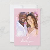 ピンクかわいらしの愛ハート写真 サンキューカード (正面)