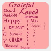 ピンクかわいらしの感謝ステッカー スクエアシール (正面)