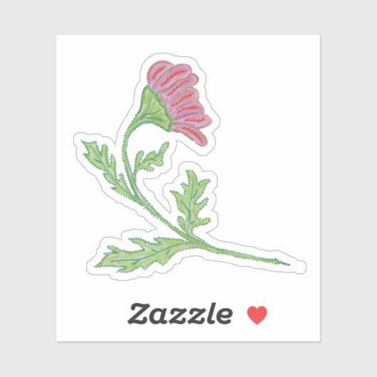 ピンクかわいらしの手描きポシー シール (シート)