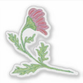 ピンクかわいらしの手描きポシー シール (正面)