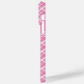 ピンクかわいらしの格子模様のタータンチェック名前をカスタムする Case-Mate iPhoneケース (裏面 / 左)