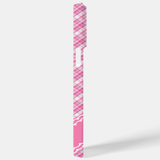 ピンクかわいらしの格子模様のタータンチェック名前をカスタムする Case-Mate iPhoneケース (裏面 / 右)