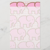 ピンクかわいらしの格子縞模様のピンクの象 便箋 (正面)